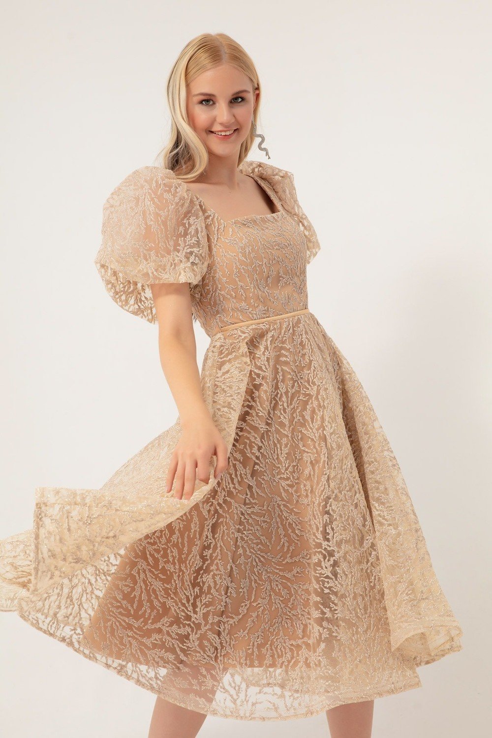 Lafaba Evening & Prom Dress - Beige - Ruffle both