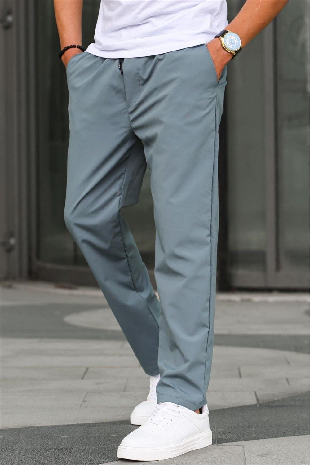 Madmext Pants - Gray - Straight