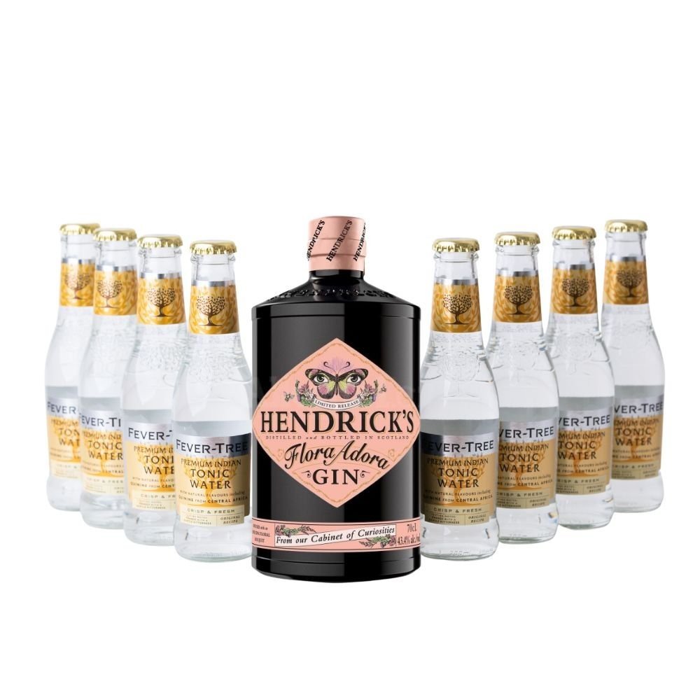 Párty set Hendrick's Gin Flora Adora 0,7l 43,4% + Fever Tree Tonic Water 8 x 0,2l