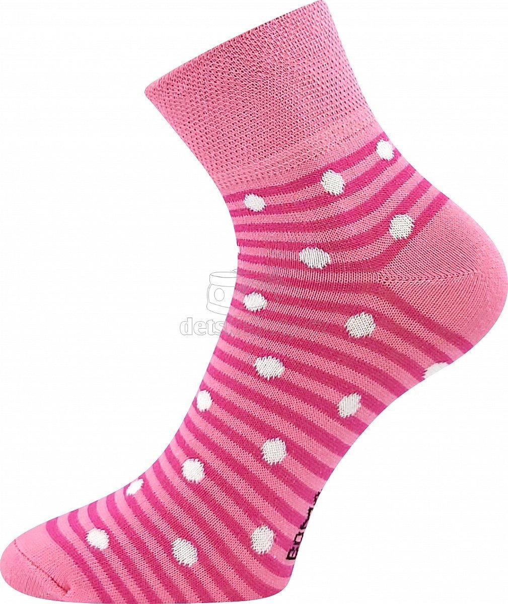 Dětské ponožky BOMA Jana Puntíky v proužcích vzor 37 růžová Velikost: 39-42