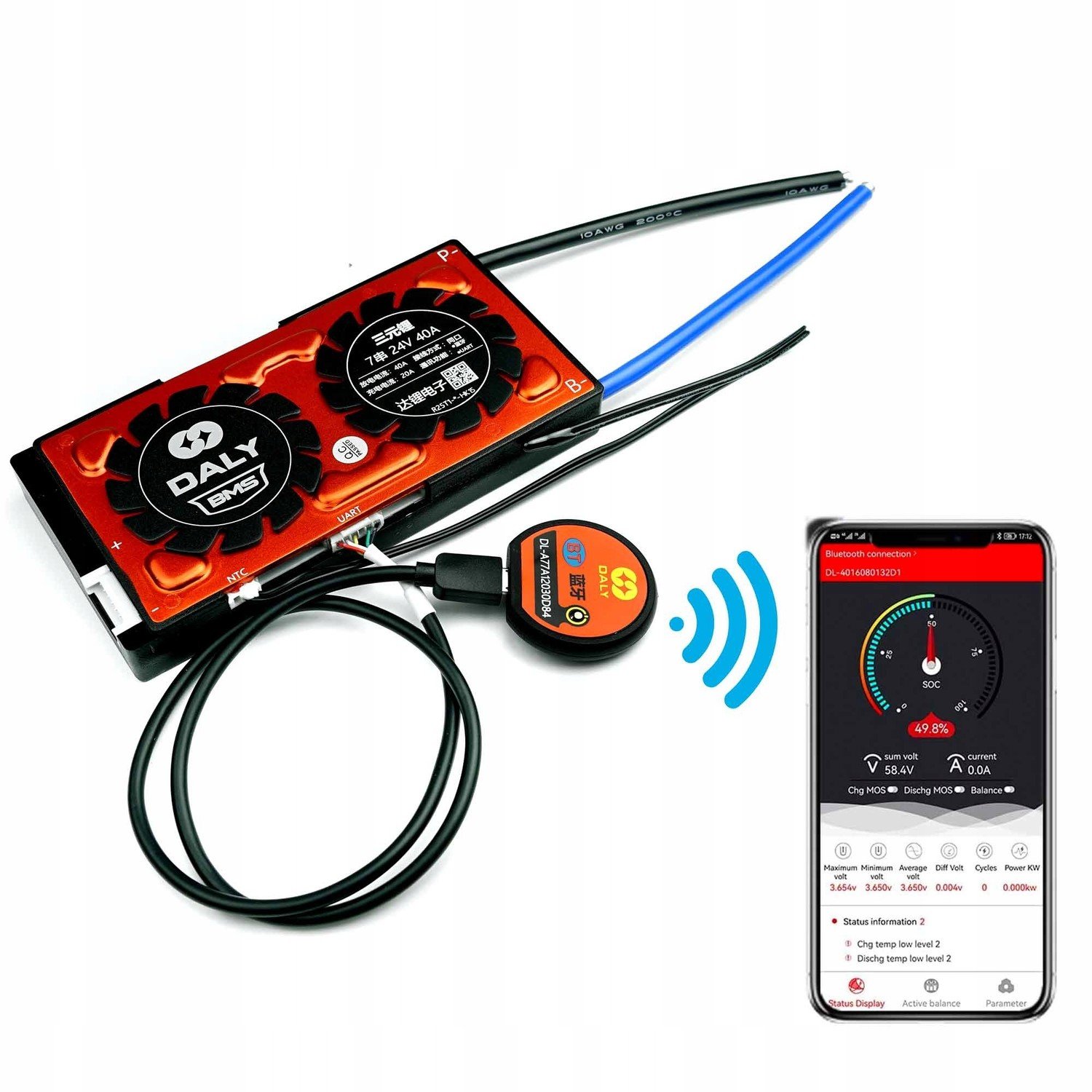 Smart Bms 7S 40A Li-Ion 29,4V Bt nabíjecí modul