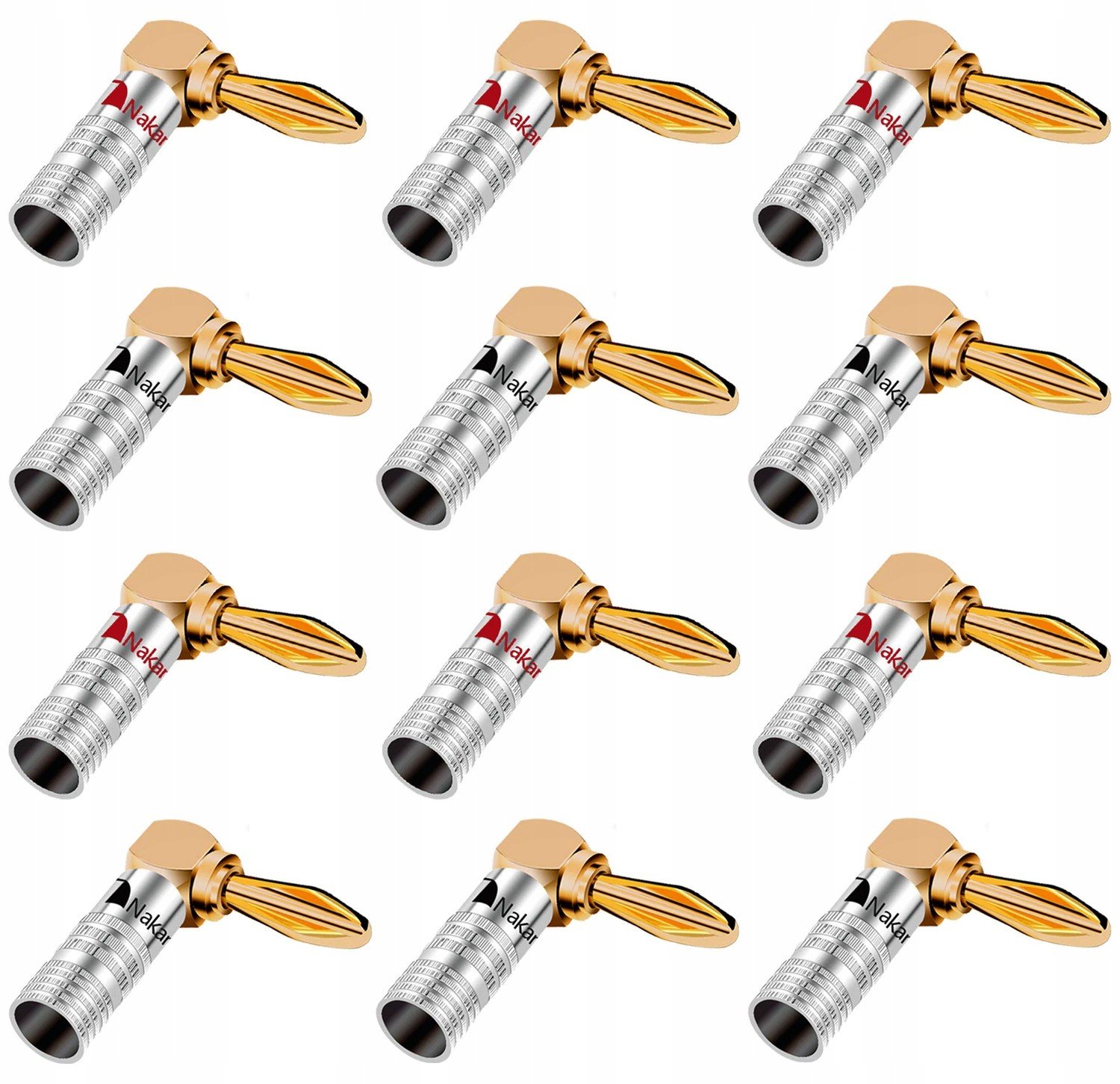 Nakamichi Úhlové banánkové zástrčky Hq Ofc Gold 12ks