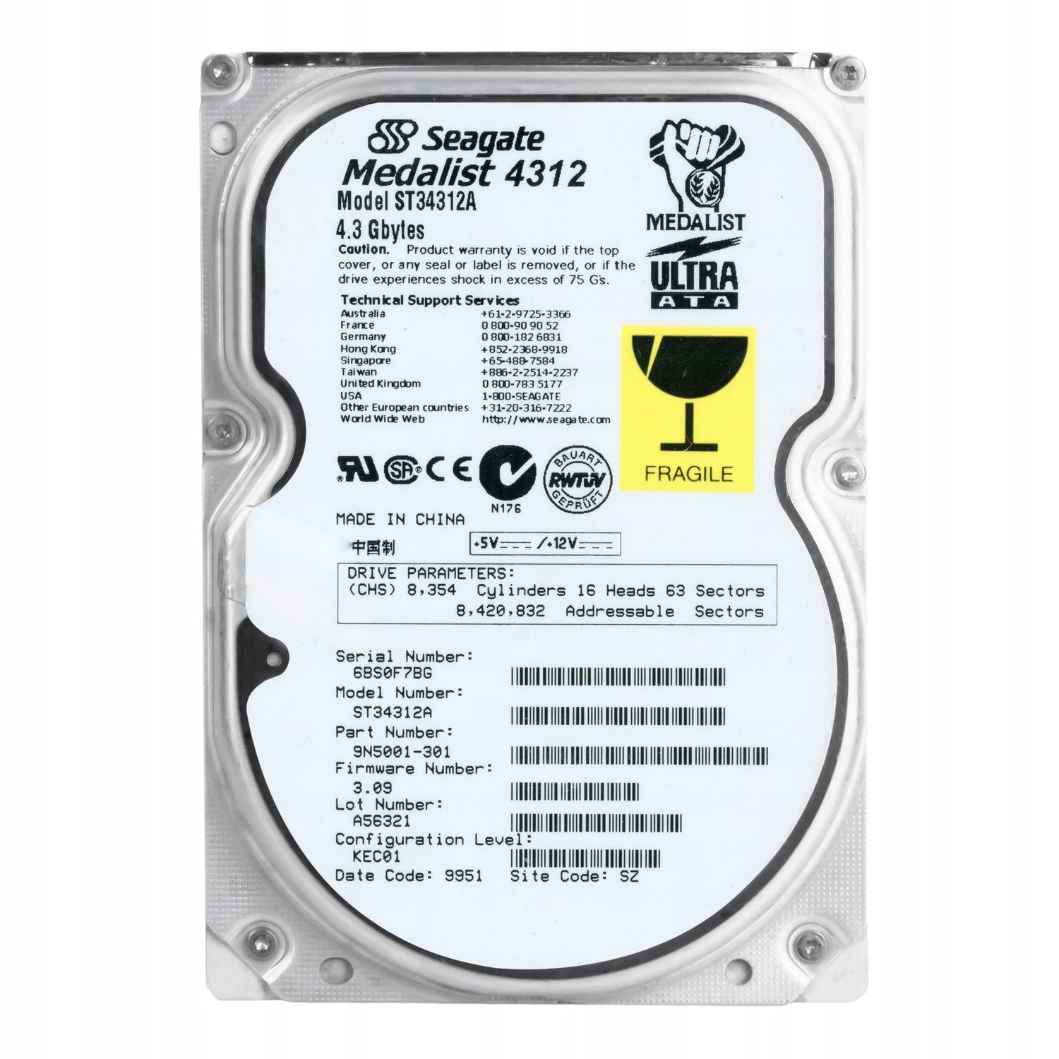 Seagate Medailista 4312 4.3GB 5.4K Ata 3.5' ST34312A