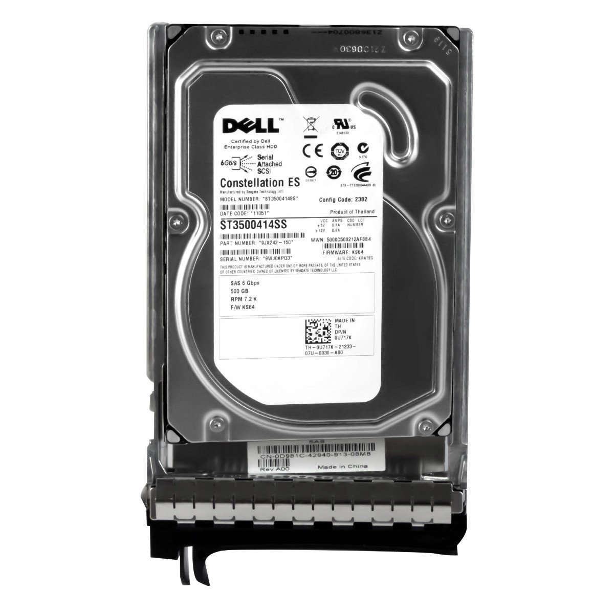 Dell 0U717K 500GB 7.2K 16MB SAS-2 3.5' ST3500414SS