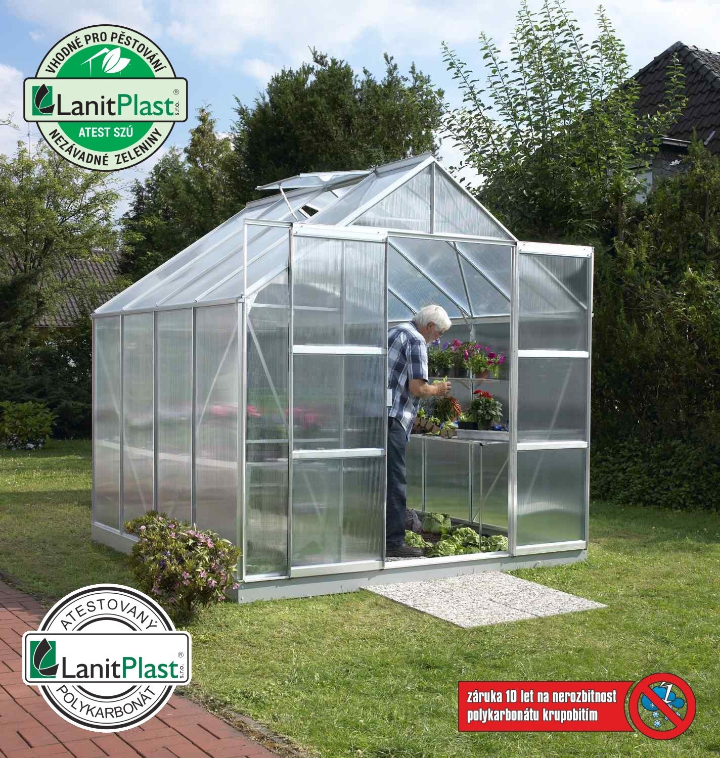 Vitavia Garden Polykarbonátový skleník VITAVIA URANUS 6700, PC 6 mm, stříbrný