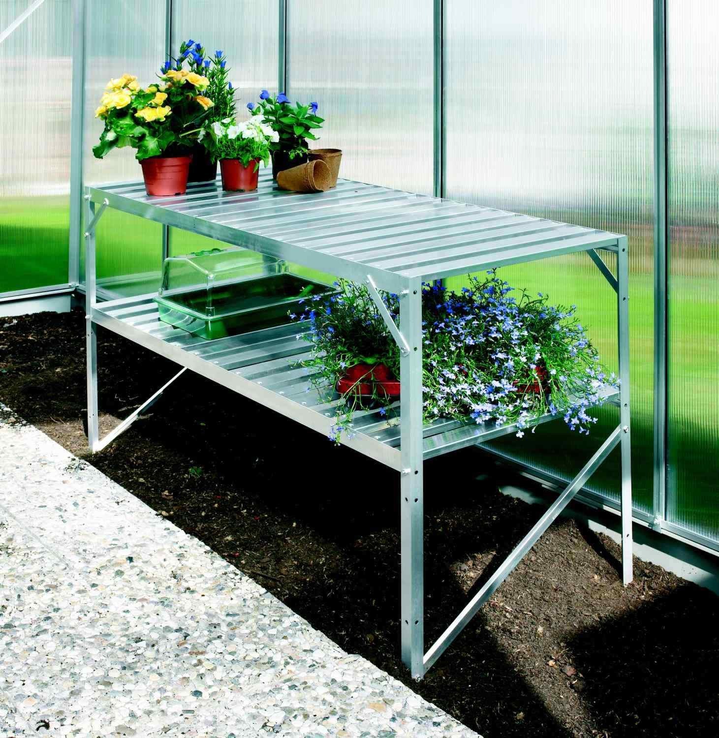 Vitavia Garden AL regál VITAVIA 120x52 cm dvoupolicový stříbrný