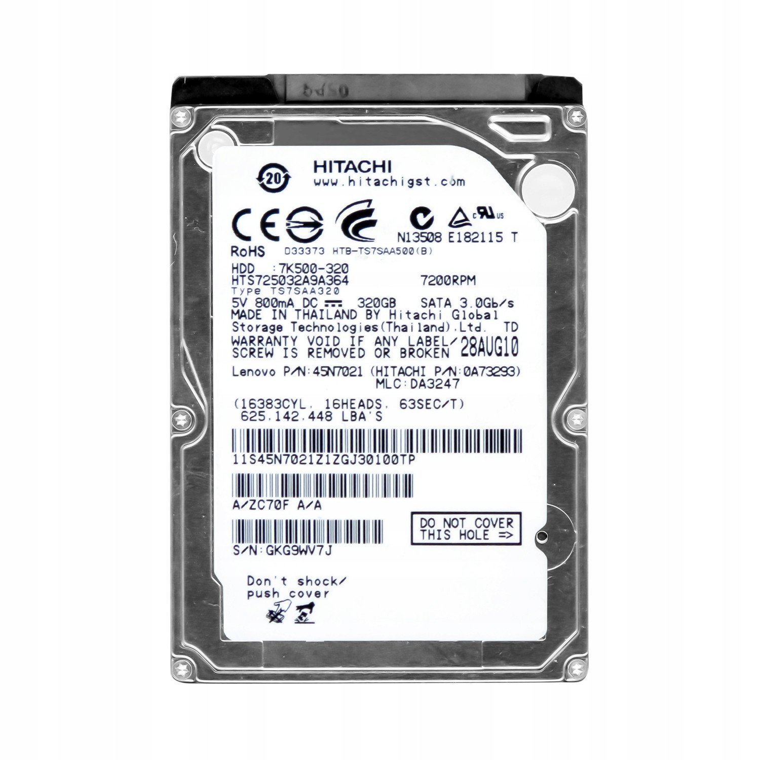 320GB 7.2k Sata II 2.5'' HTS725032A9A364