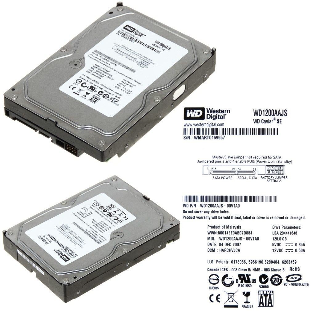 Wd WD1200AAJS Hdd 120GB 7.2K 8MB Sata II Caviar