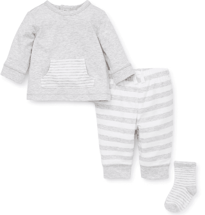 Little Me 3-dílná kojenecká souprava šedá Velikost: NB / 53 cm