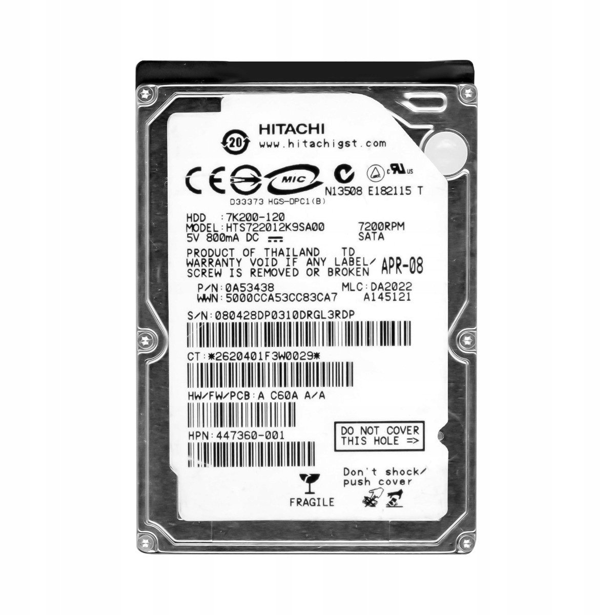 120GB 7,2K 16MB Sata 2,5'' HTS722012K9SA00