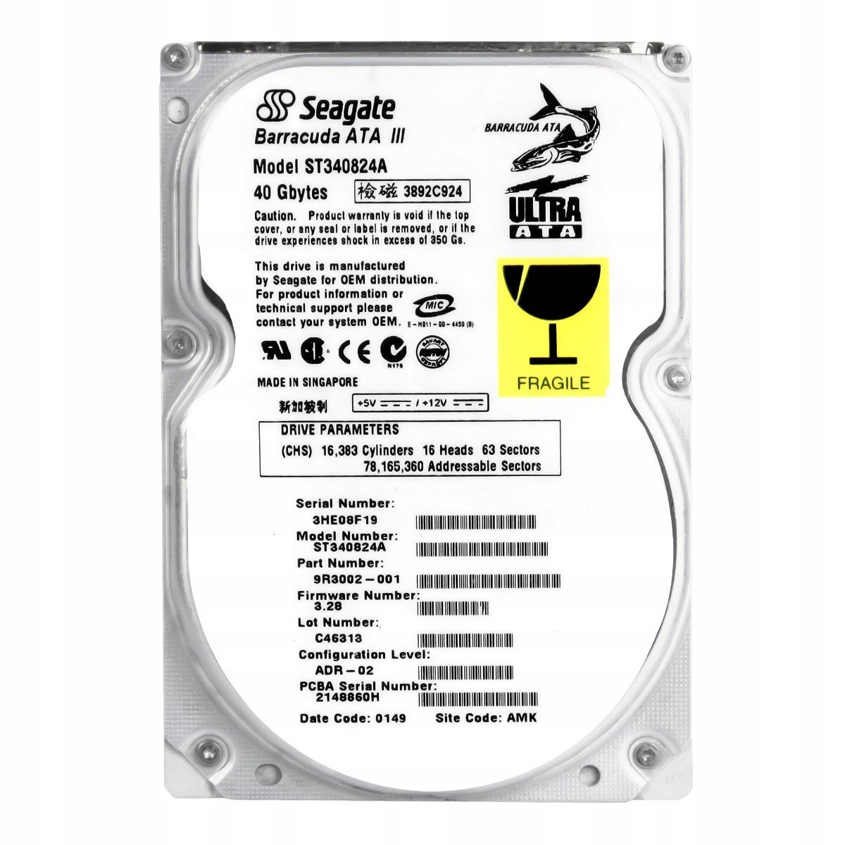 Seagate Barracuda 40GB 7.2K 2MB Ata 3.5' ST340824A