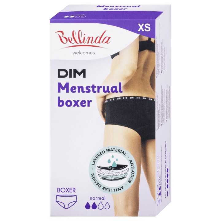 Menstruační boxerky Bellinda pro normální menstruaci, velikost XS, černé, 1ks