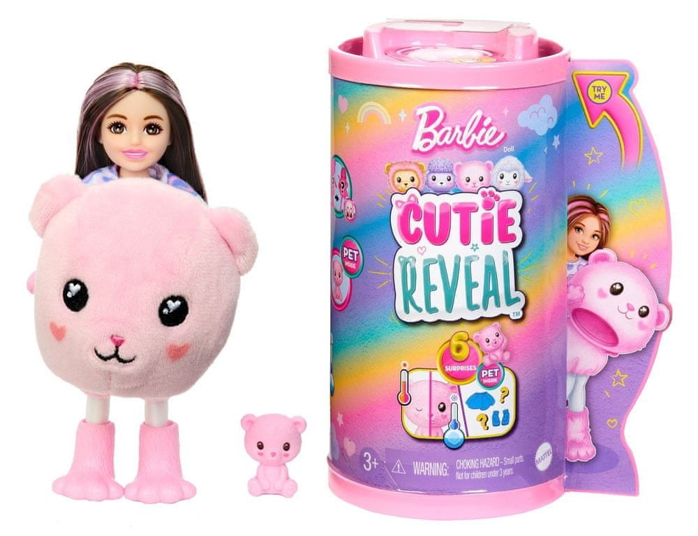 Mattel Barbie Cutie Reveal Chelsea pastelová edice - Medvěd HKR17