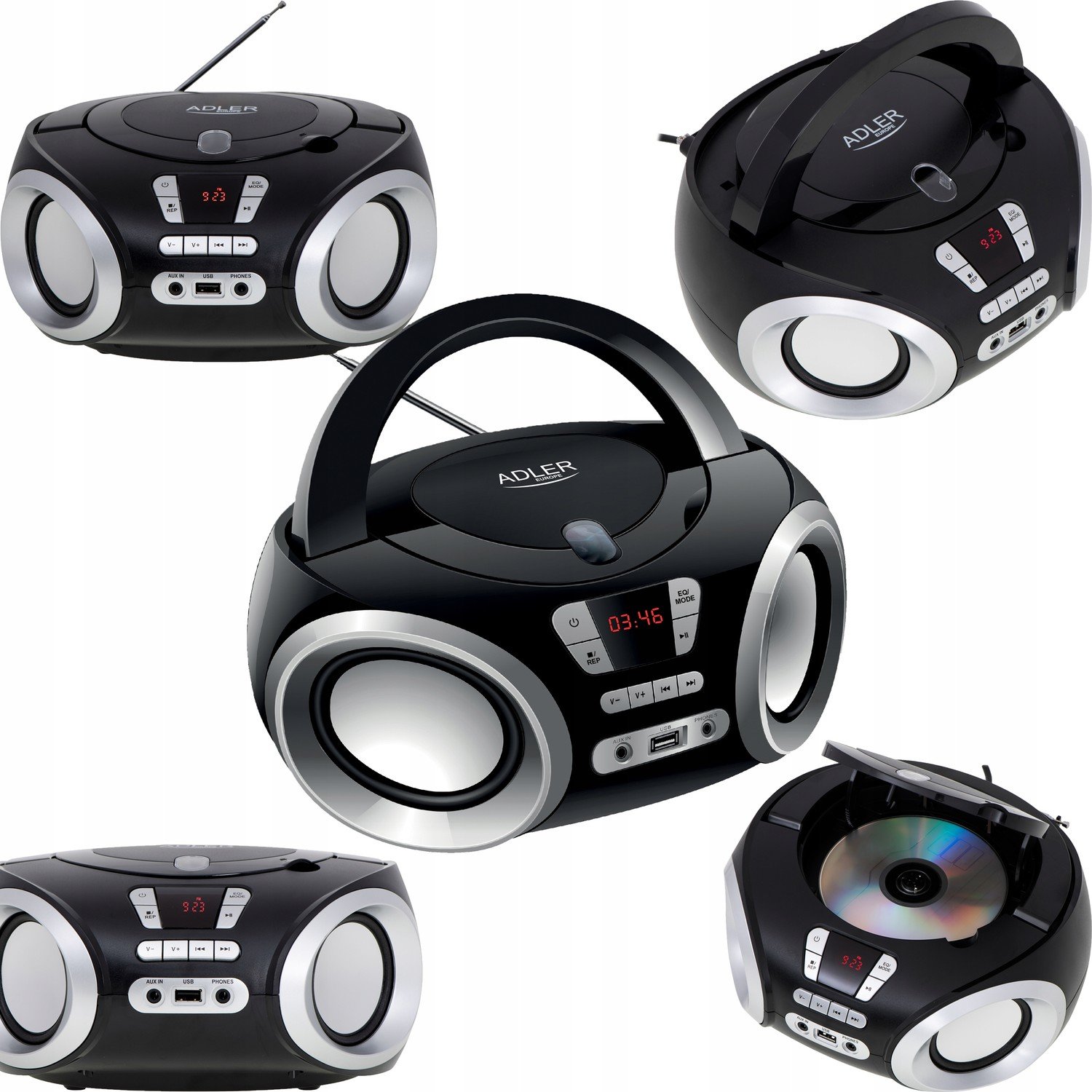 Boombox Rádio Přenosný Přehrávač CD-MP3 Usb Aux