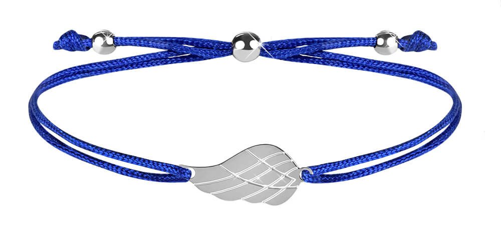 Troli Šňůrkový náramek s andělským křídlem modrá/ocelová