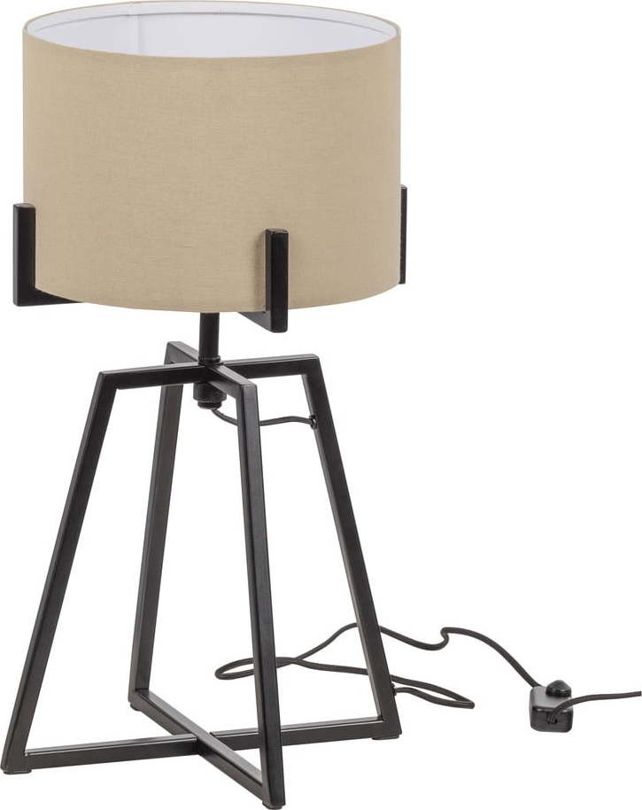Béžová stolní lampa s textilním stínidlem (výška 60 cm) Holly – WOOOD