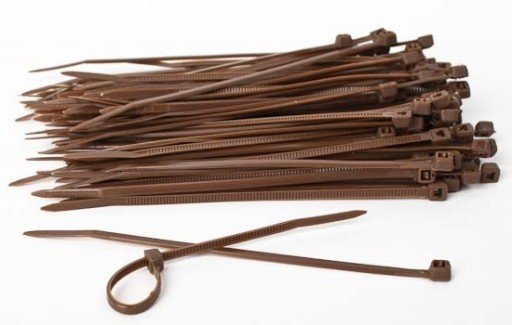 Plastové stahovací pásky 200 mm (100 ks), hnědá