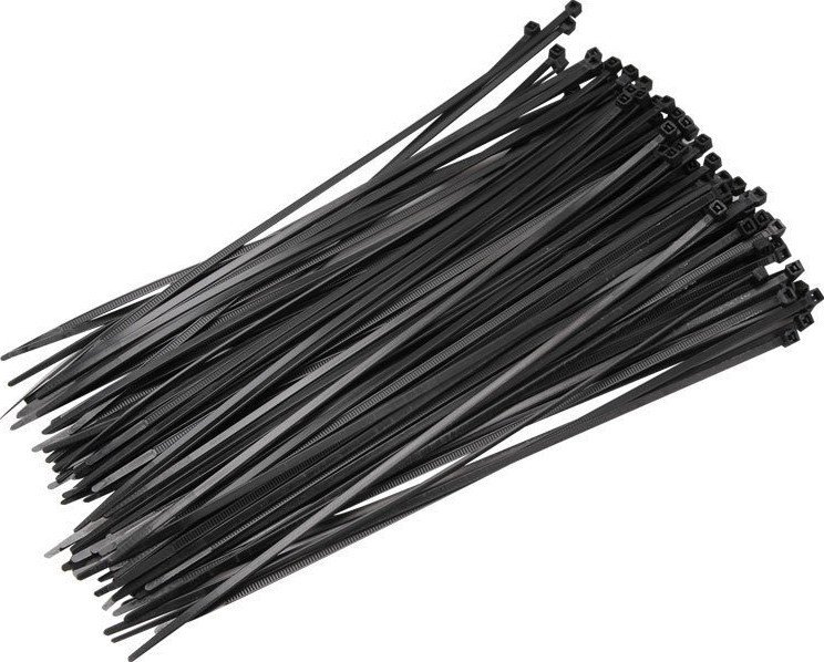 Plastové stahovací pásky 200 mm (100 ks), černá