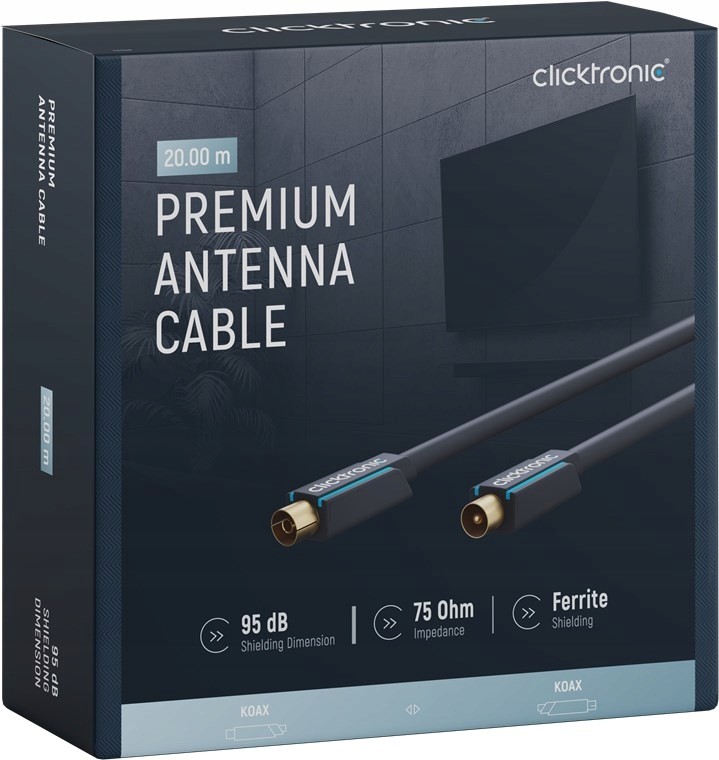 Clicktronic Tv přípojka Iec anténní kabel 20m