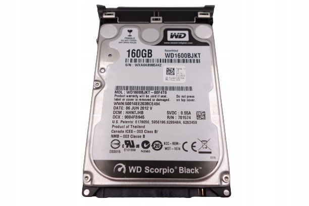 Wd 2.5 disk WD1600BJKT 160GB 7.2K Rpm Sata 16MB