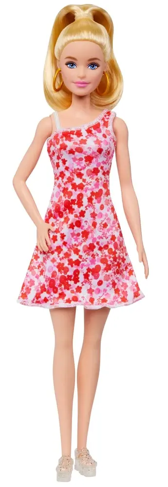 Mattel Barbie Modelka 205 - Růžové květinové šaty FBR37