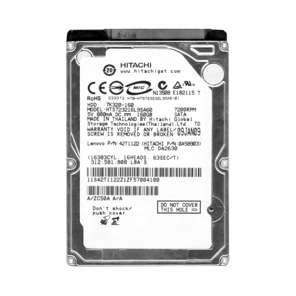 160GB 7.2k 16MB Sata 2.5'' HTS723216L9SA60