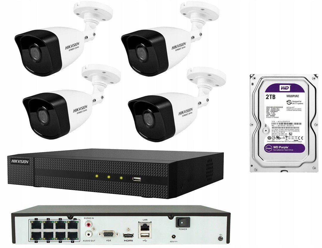 Sada Kamer Hikvision 4Mpx Ip Poe Rekordér