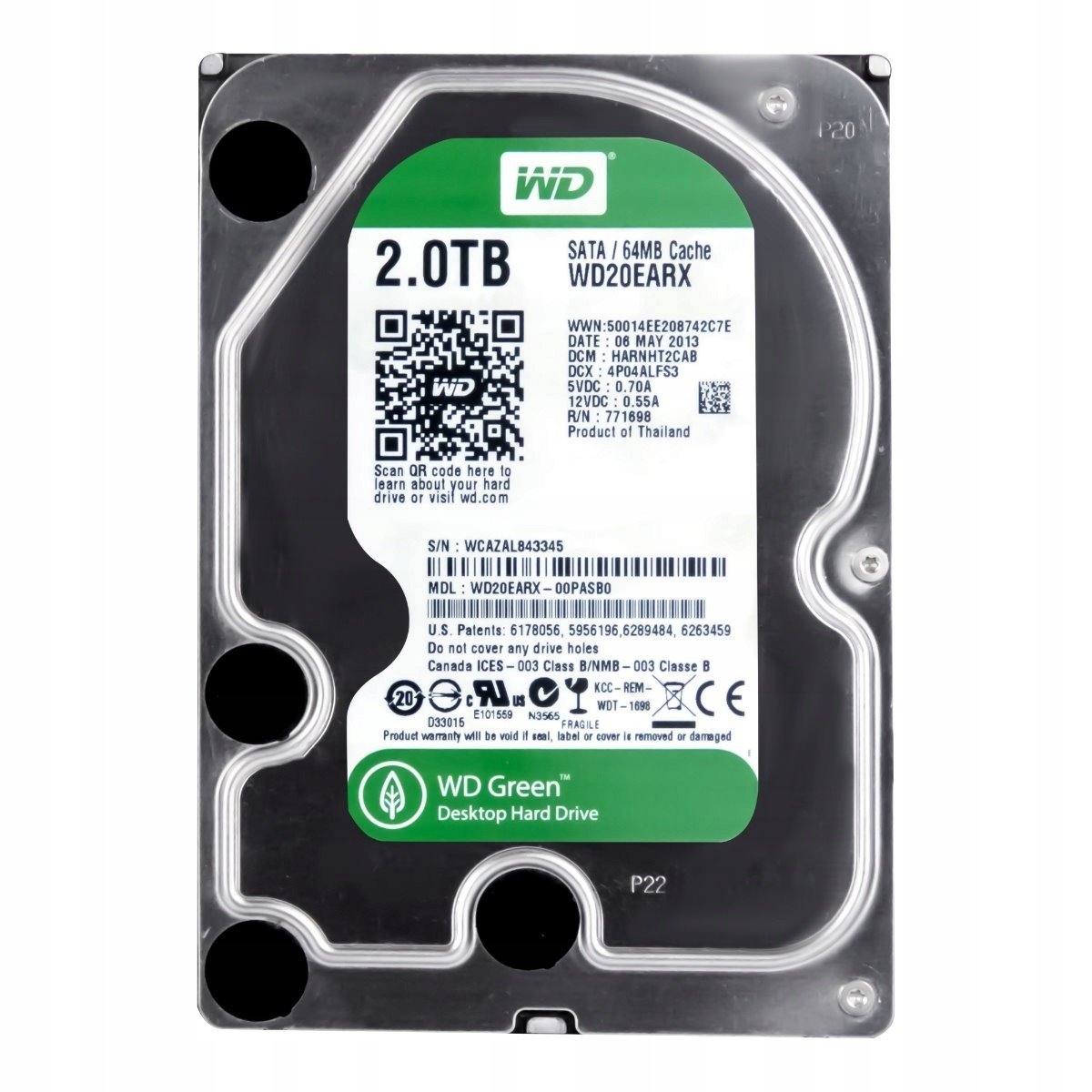 Wd Green 2TB 7,2K 64MB Sata III 3,5