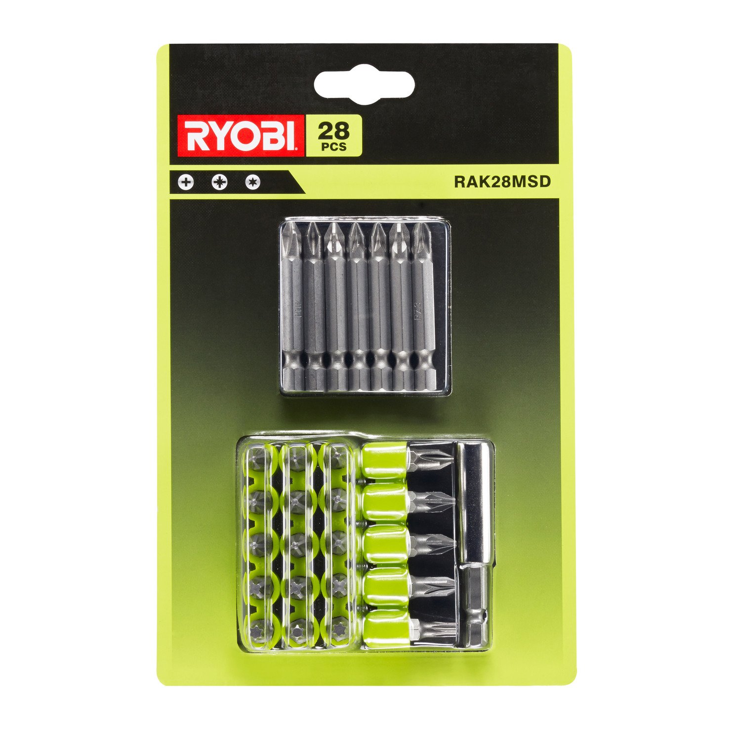 Sada šroubovacích bitů: 20x 25mm šroubovací bit - 4x Philips (PH2) RYOBI RAK28MSD