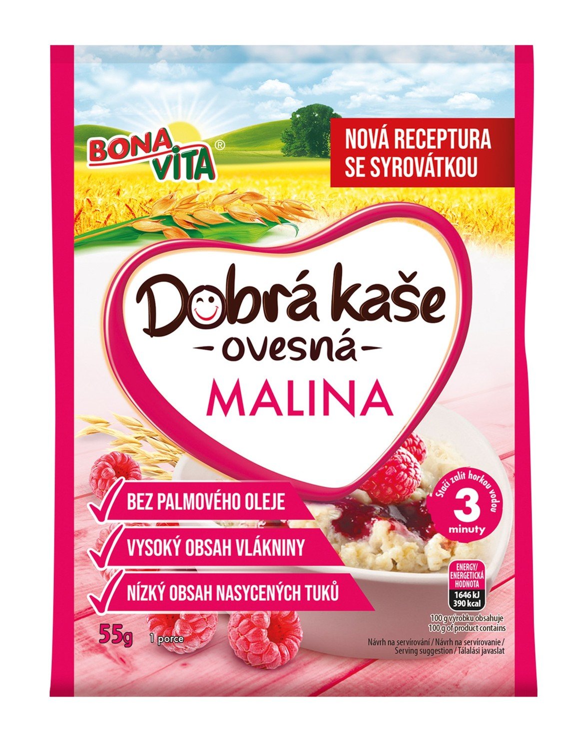 Bonavita Dobrá kaše ovesná s malinami 55 g