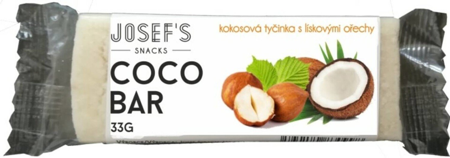 Josef's snacks Kokosová tyčinka s lískovým ořechem 33 g