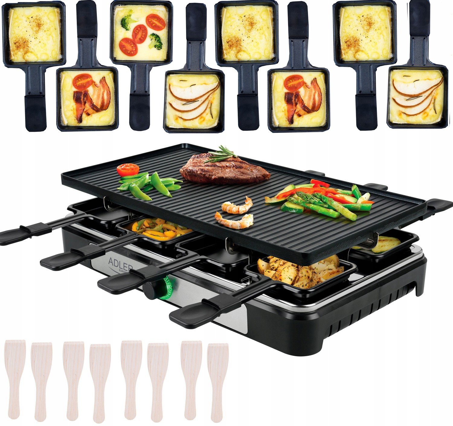 Elektrický Grill Raclette 4v1 1400W Pro 8 Osob