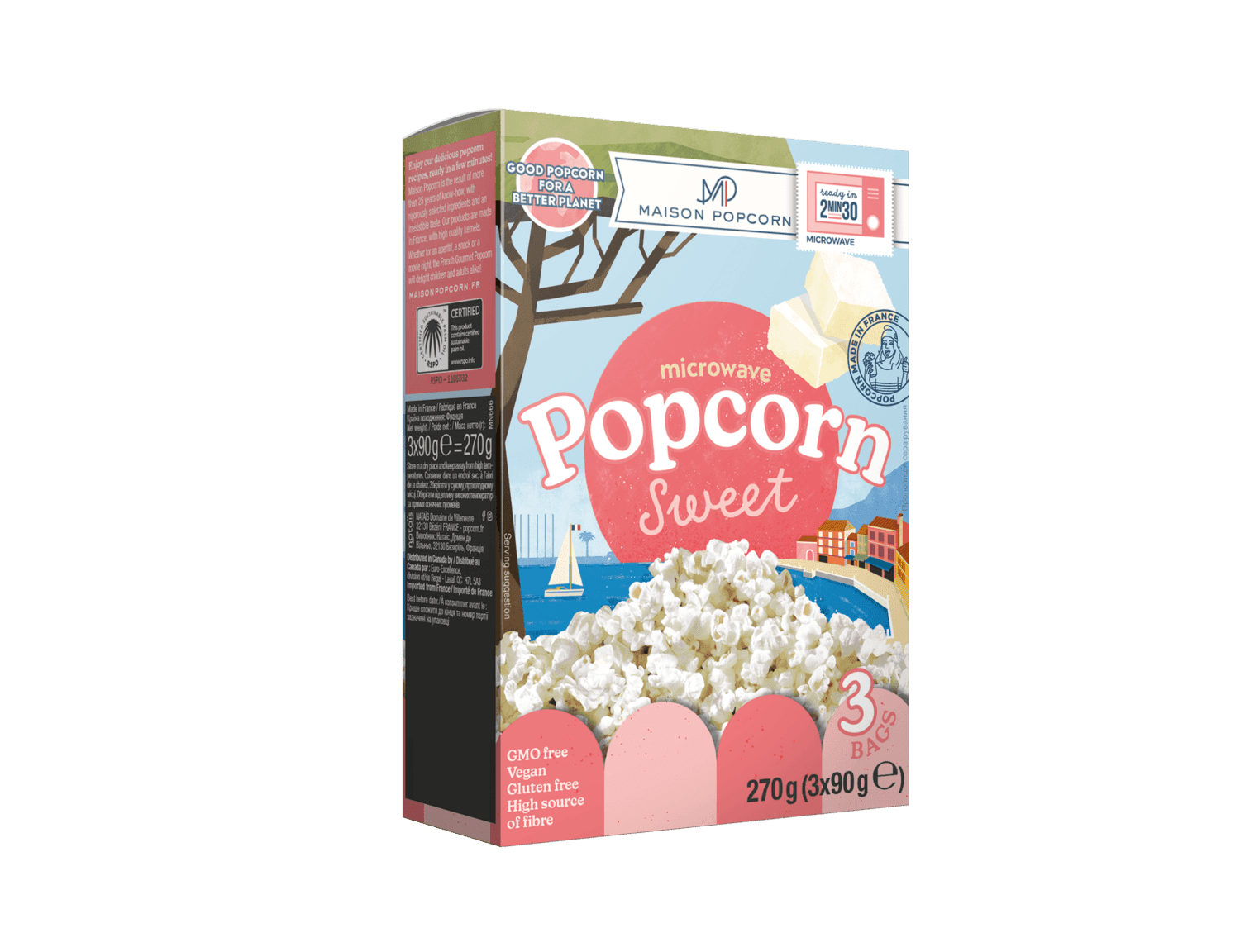 Maison Popcorn Sladký popcorn do mikrovlnky 3x80 g