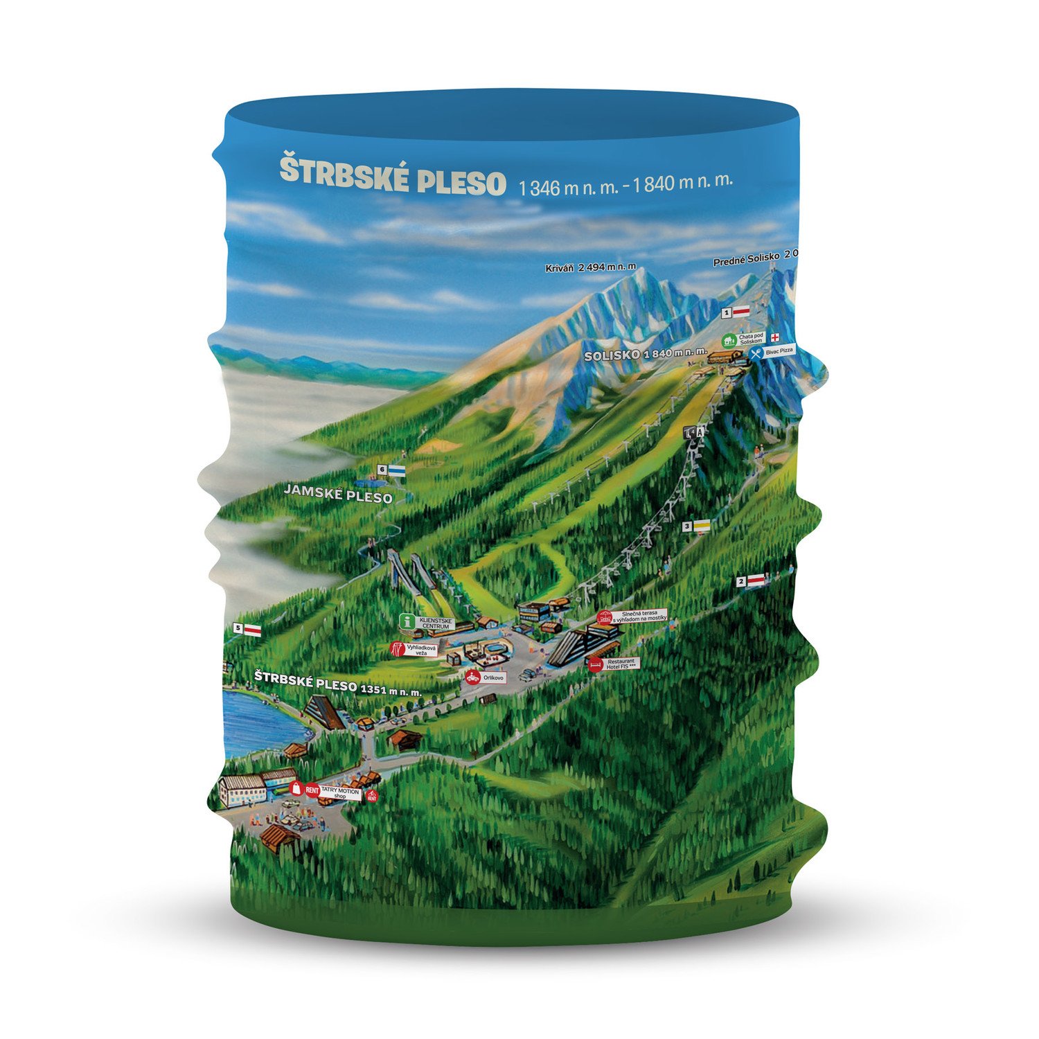 Šátek mapa Štrbské Pleso Fusakle