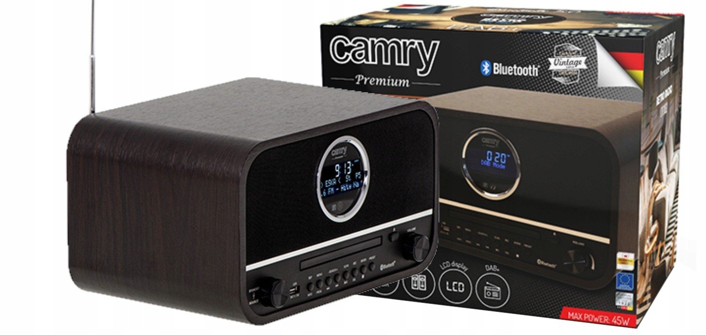 Camry Cr 1182 Retro FM/DAB+/CD/BTooth rádio dřevo