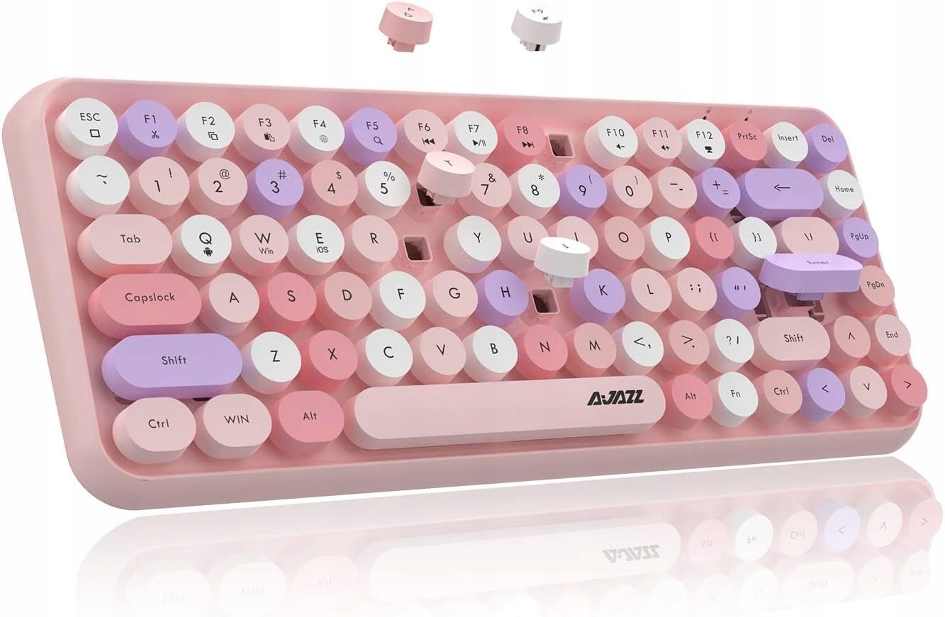 Retro bezdrátová klávesnice růžová