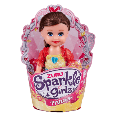 Princezna Sparkle Girlz malá v kornoutku - fialové šaty-hnědé vlasy