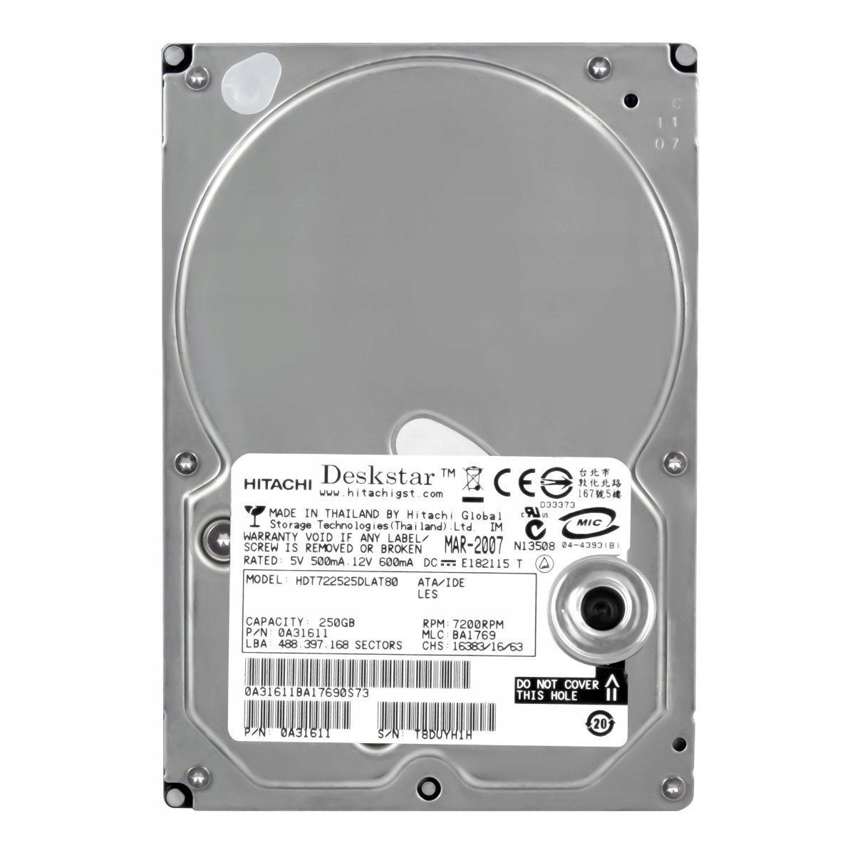 250GB 7.2K 8MB Ata 3.5'' HDT722525DLAT80