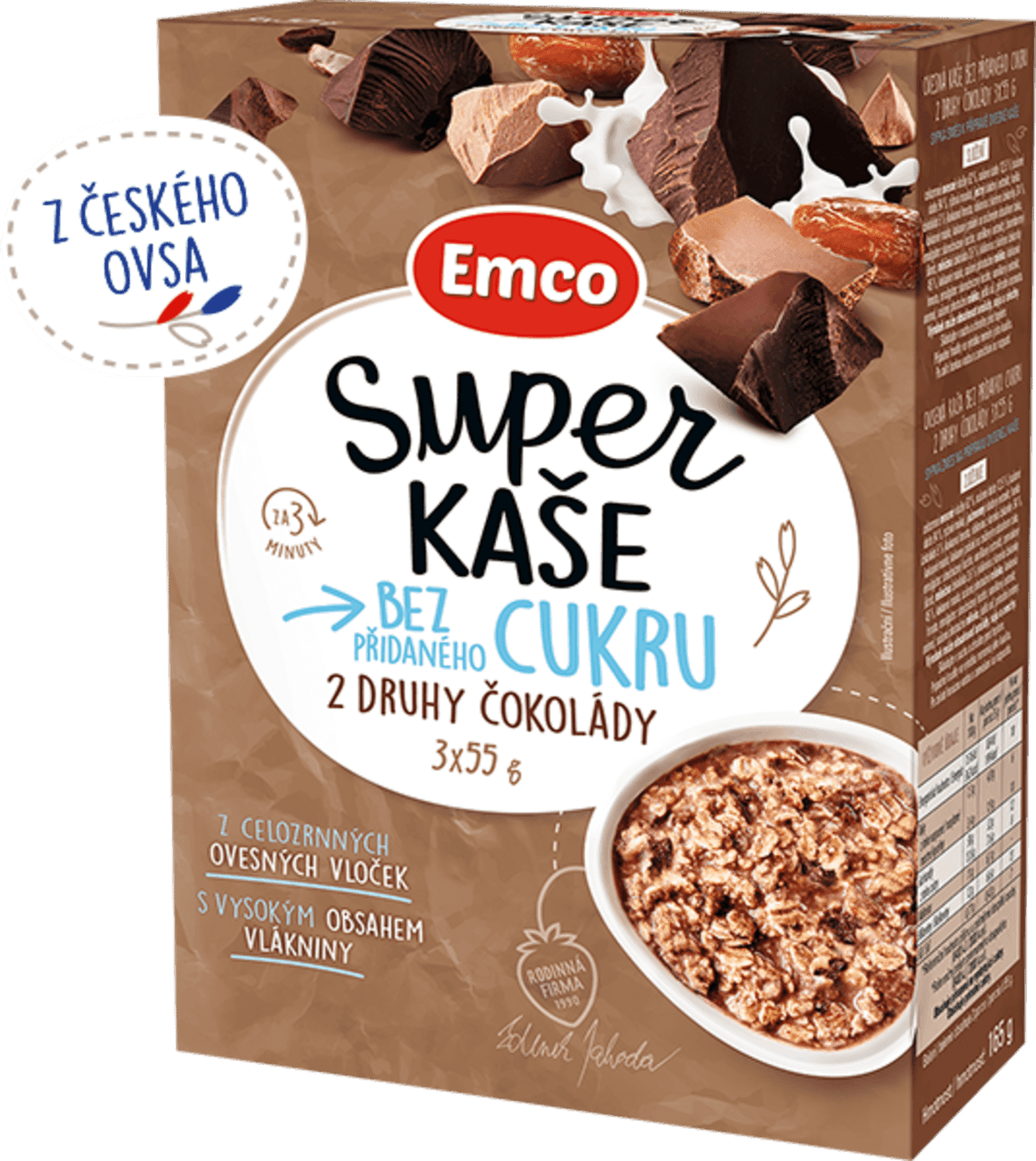 Emco Super kaše 2 druhy čokolády 3x55 g