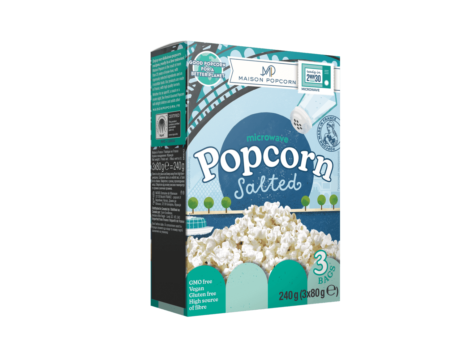 Maison Popcorn Slaný popcorn do mikrovlnky 3x80 g