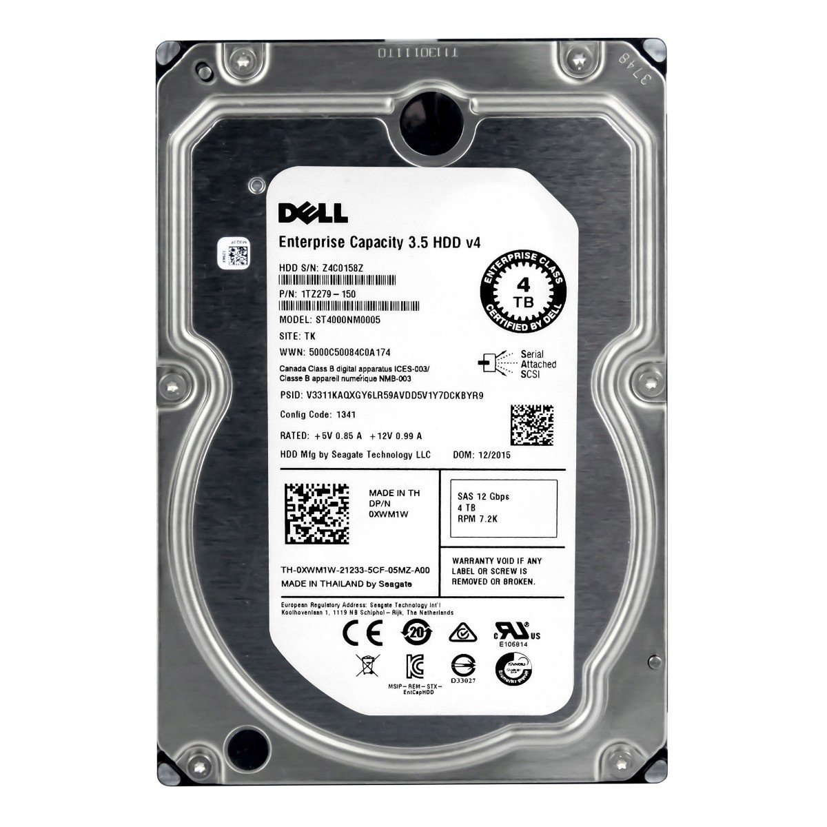 Dell 0XWM1W 4TB 7.2K 128MB SAS-3 3.5' ST4000NM0005