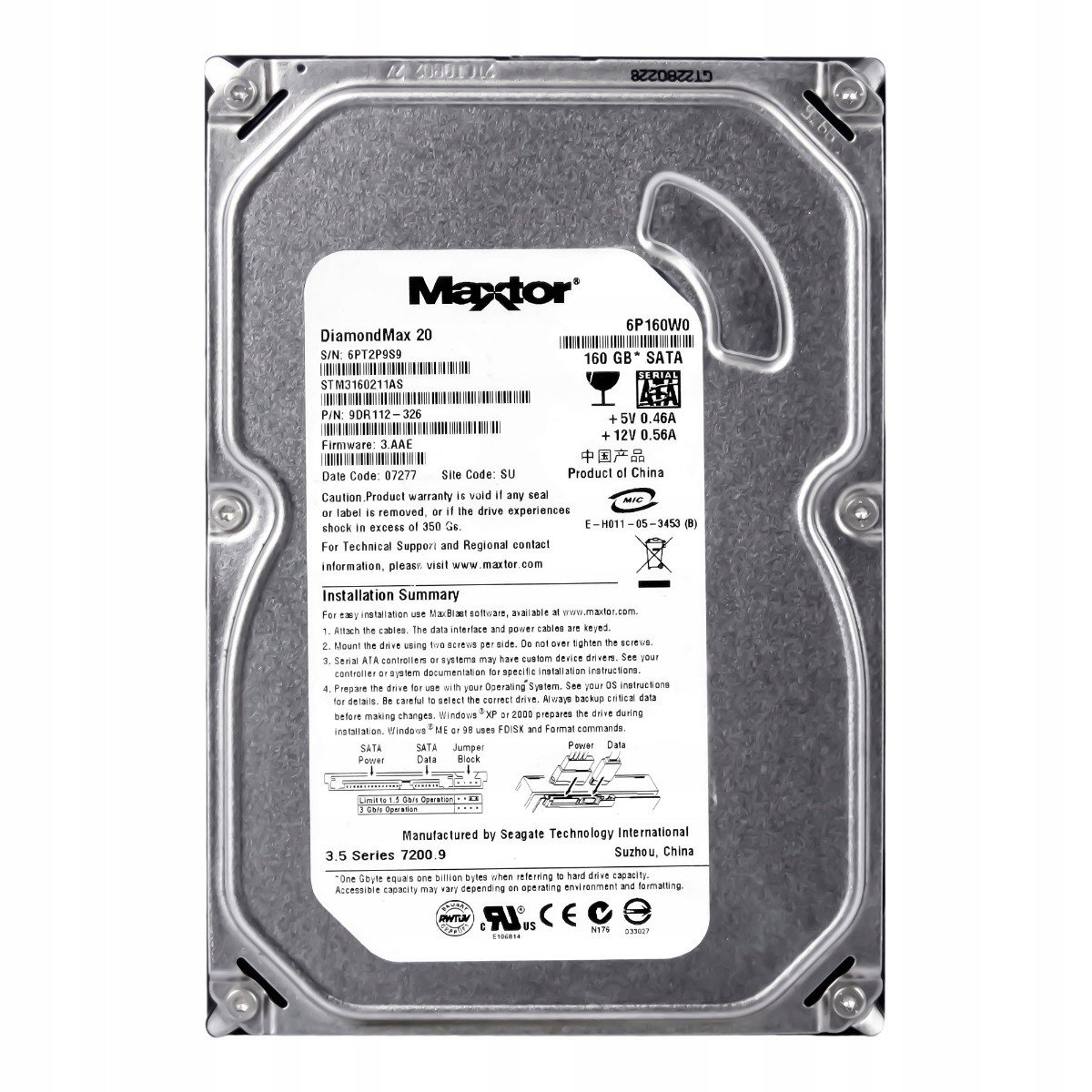 Maxtor 160GB 7.2K 2MB Sata II 3.5'' STM3160211AS
