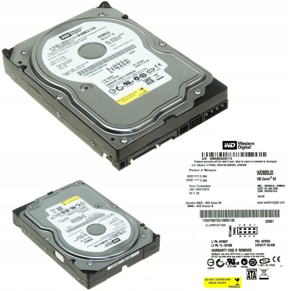 Ibm 40Y9034 80GB 8MB 7.2K Sata II 3.5'' WD800JD