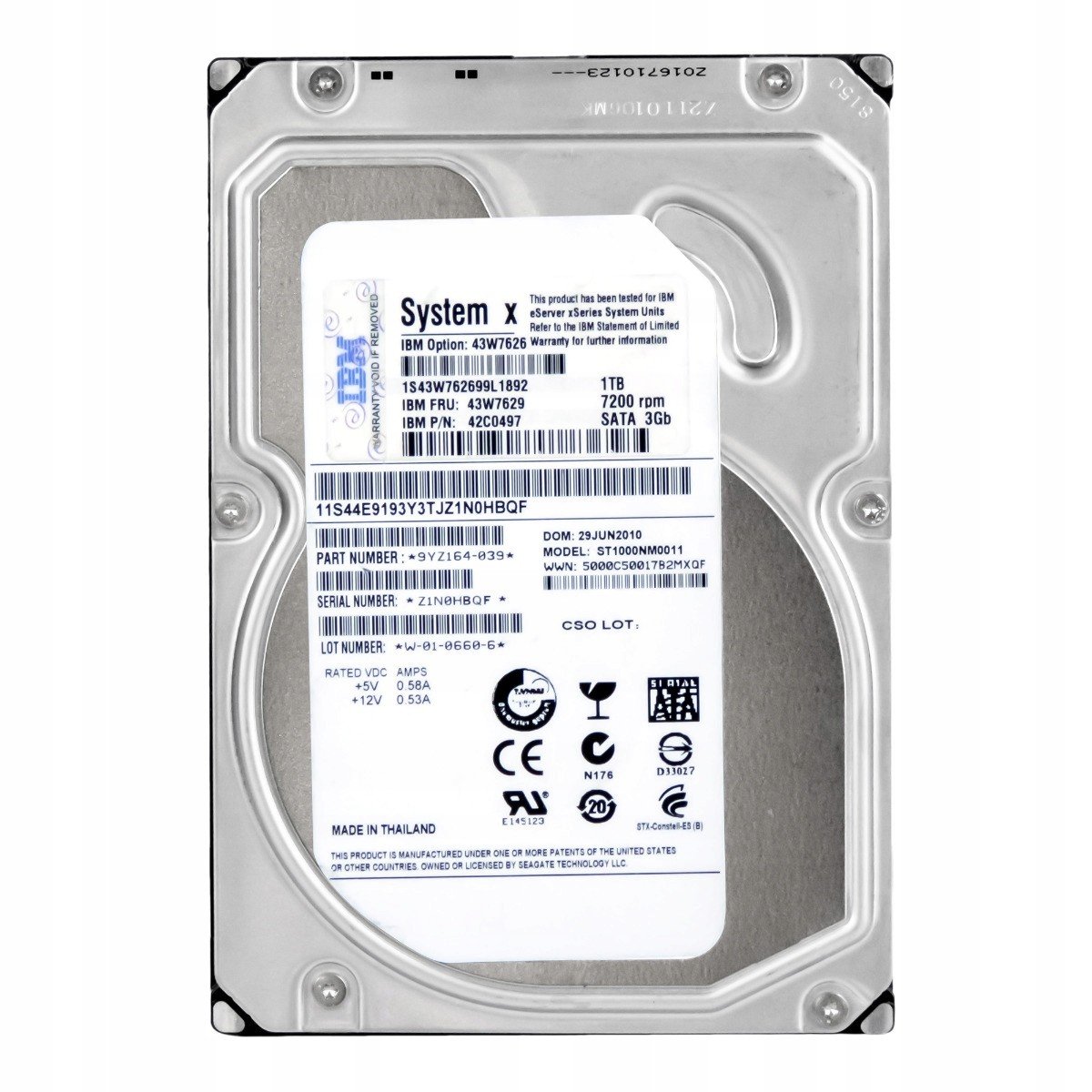 Ibm 43V7629 1TB Sata III 3.5' 42C0497 ST1000NM0011