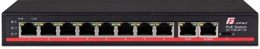 Switch Poe Getfort 8FE x Poe +2FE Uplink 120W Poe+