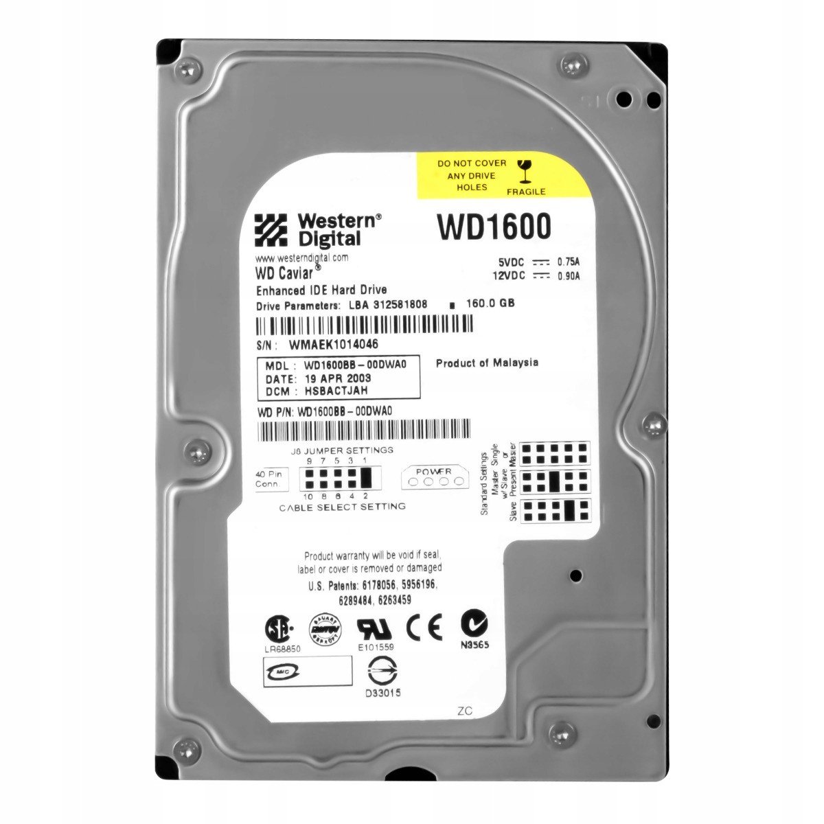 Wd Caviar 160GB 7.2K 2MB Ata 3.5'' WD1600BB-00DVA0