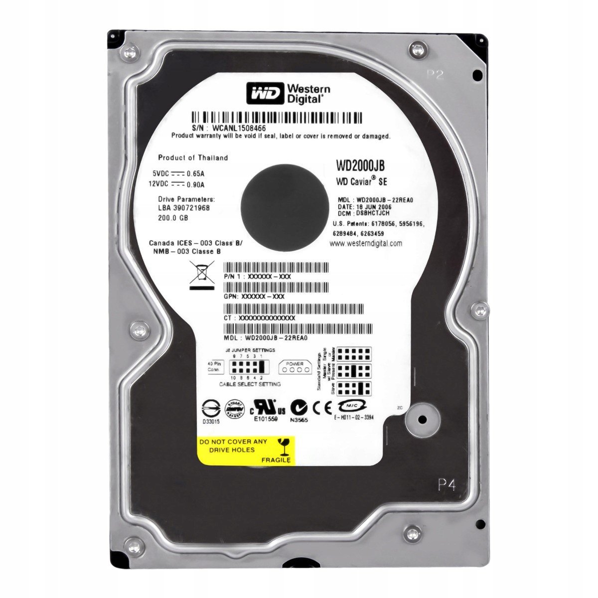 Wd Caviar 200GB 7.2K 8MB Ata 3.5'' WD2000JB-22REA0