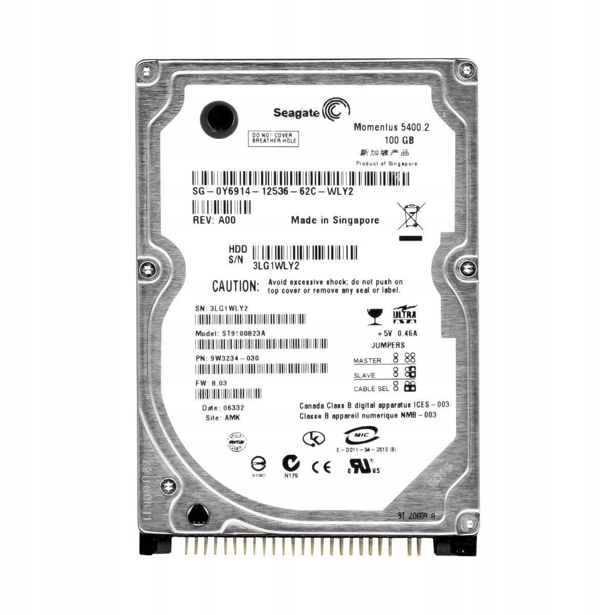 Dell 0Y6914 100GB 5.4k 8MB Ata 2.5'' ST9100823A
