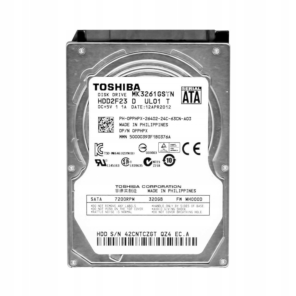 Toshiba 320GB 7.2k 16MB Sata II 2.5'' MK3261GSYN