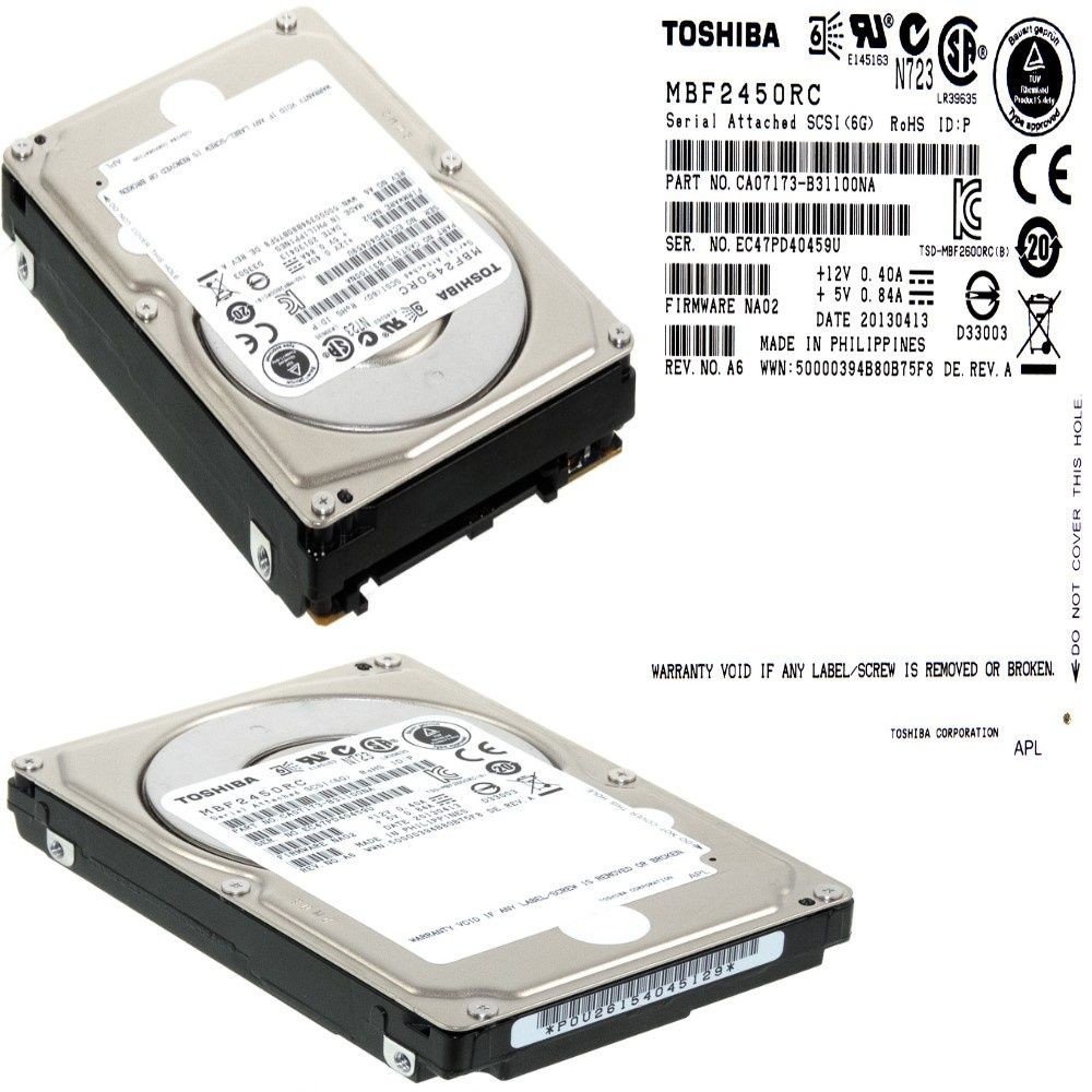 Hdd Toshiba MBF2450RC 450GB Sas 6G 10K 2.5'' VAT23
